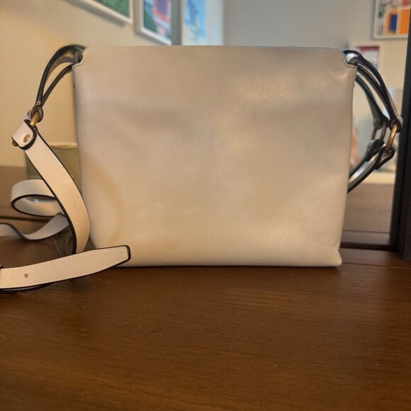 Tory Burch Crossbody Miller Bag Soft White Leather Logo Flap Crossbody Bag - Picture 2 of 5